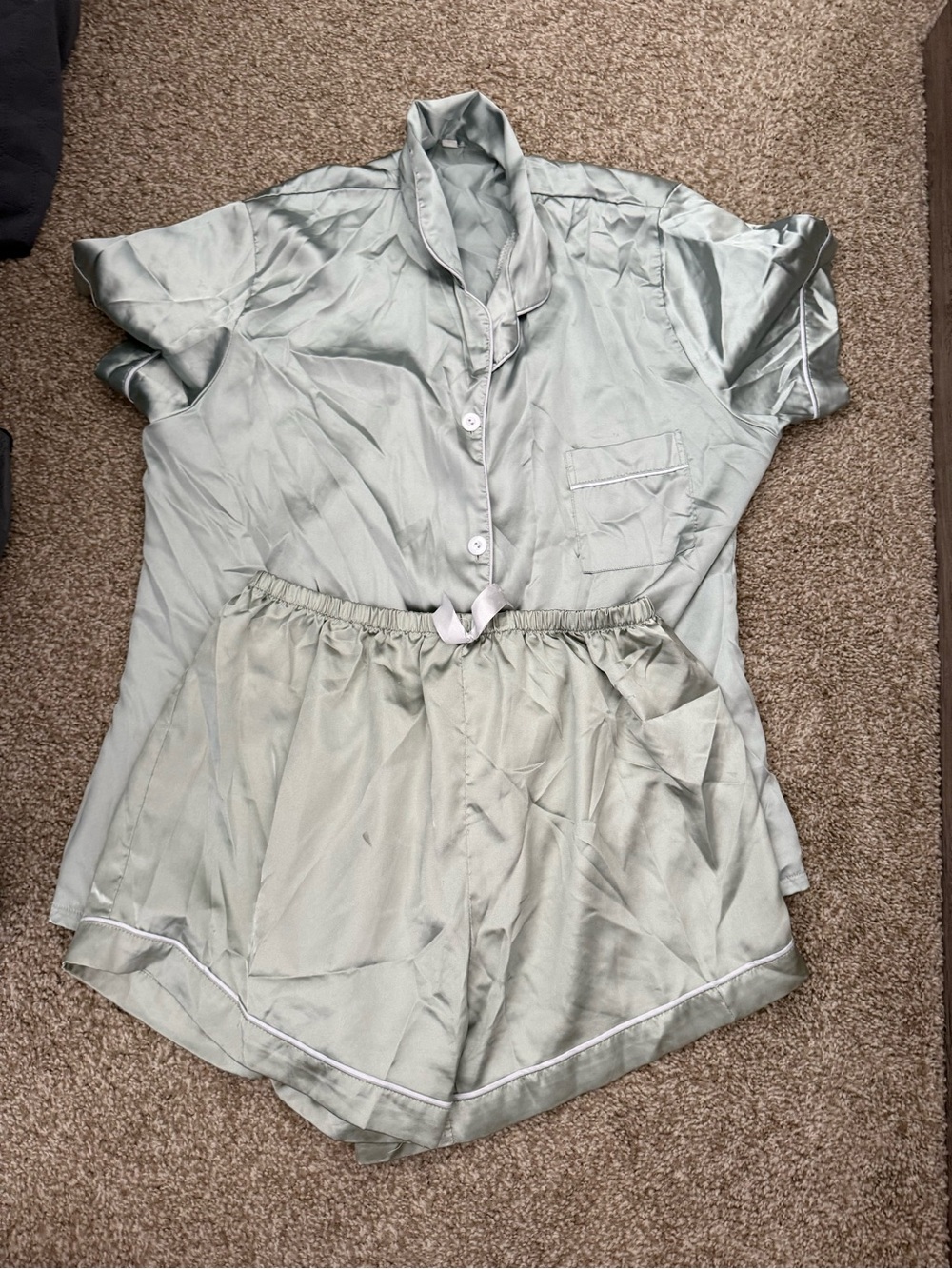 Silky Sage Green Short Sleeve + Shorts Pajama Set